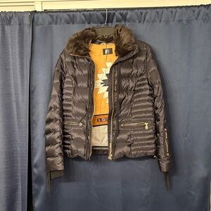 Bogner Black Ski Jacket with Fur Trim